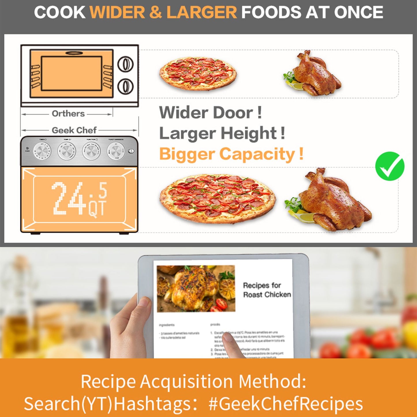 Geek Chef Air Fryer 6 Slice 26QT
