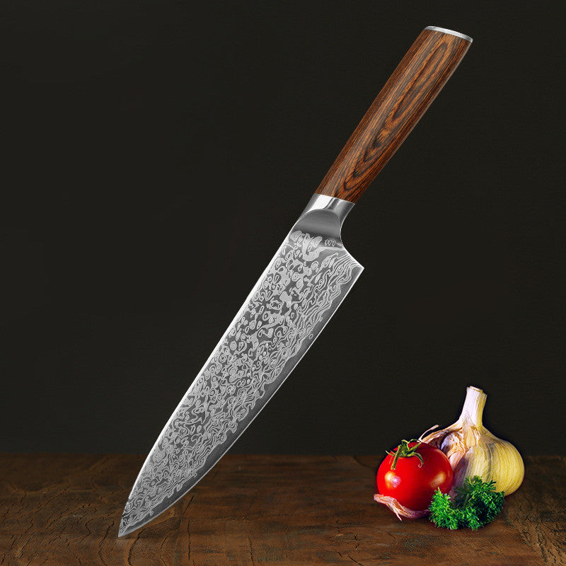 Damascus Leather Kitchen Knife Stainless Steel