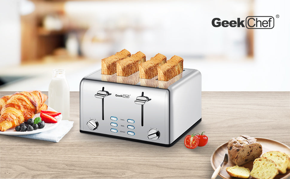 Toaster 4 Slice Geek Chef Stainless Steel