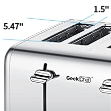 Toaster 4 Slice Geek Chef Stainless Steel