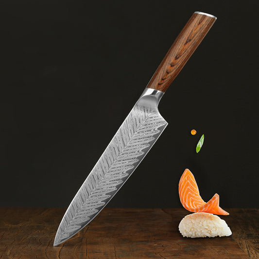 Damascus Leather Kitchen Knife Stainless Steel