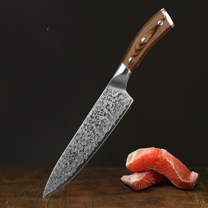 Damascus Leather Kitchen Knife Stainless Steel